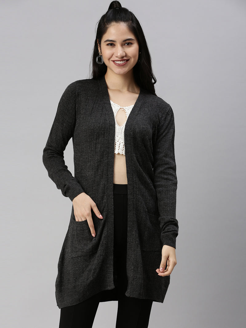 De Moza Womens Regular Length Shrug Solid Acrylic Black - De Moza
