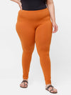 De Moza Ladies Plus Ankle Length Leggings Solid  Cotton Light Rust - De Moza