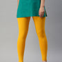 De Moza Ladies Leggings Ankle Length Solid Cotton Bright Yellow