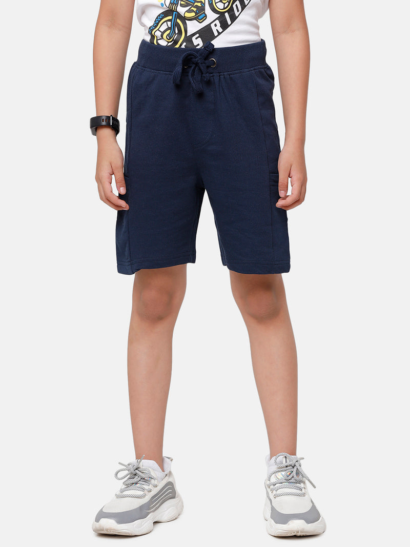 PIPIN Kids - Boys Shorts Knit Bottom Printed Cotton Dark Navy Blue - De Moza