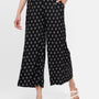 De Moza Ladies Printed Straight Pant Black