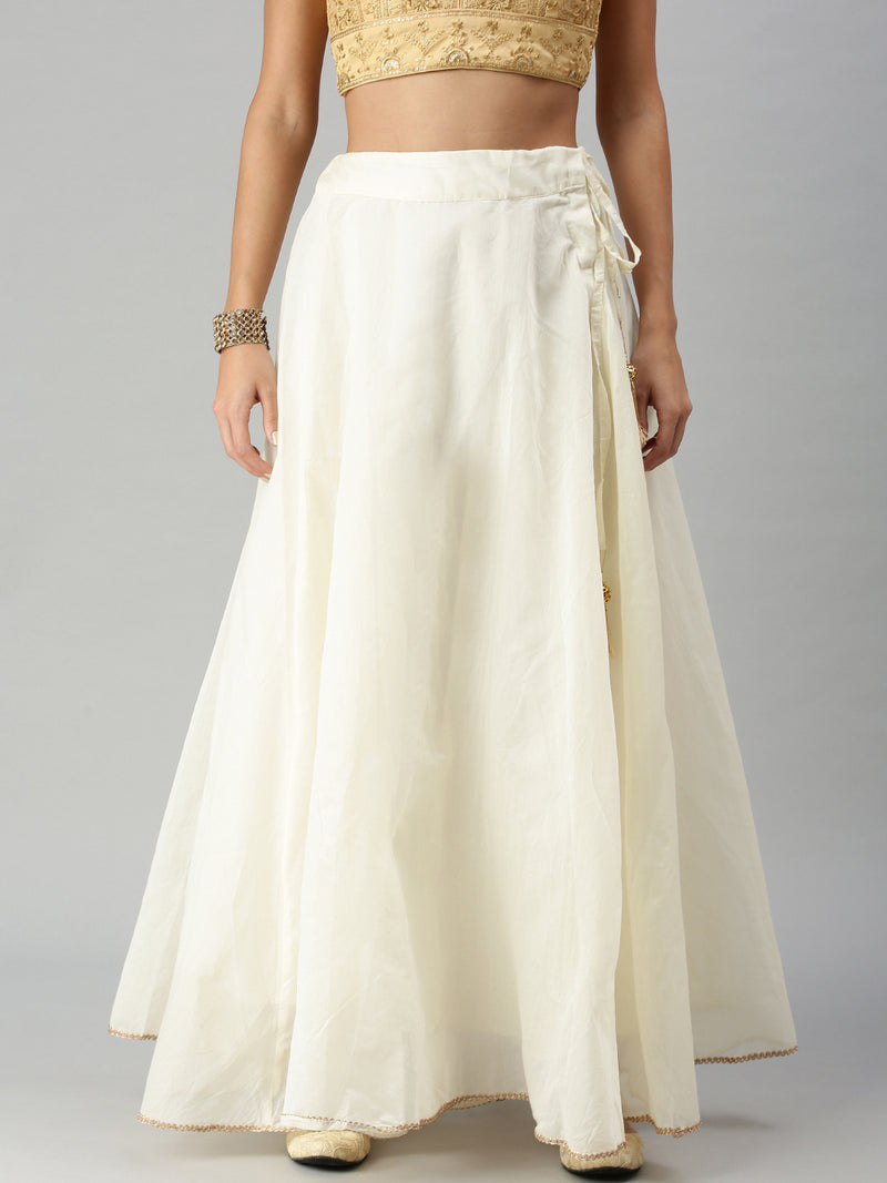 De Moza Ladies Skirt  Solid Polyester Offwhite - De Moza