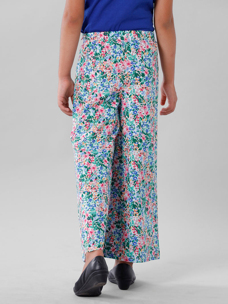 Kids - Girls Printed Palazzo Light blue
