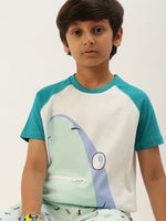 PIPIN Boys Printed T-shirt Teal Green