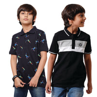 Pack of 2 Pipin Boys T-shirt Navy Blue & Black