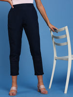 De Moza Ladies Cigarette Pant Navy Blue