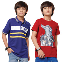 Pack of 2 Pipin Boys T-shirt Navy Blue & Maroon