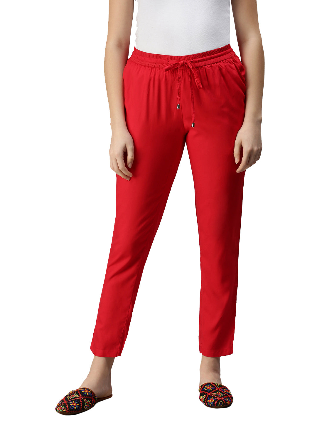 De Moza Women's Straight Pant Red