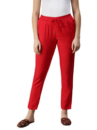 De Moza Women's Straight Pant Red