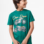 Kids - Boys Printed Half Sleeve T-Shirt Bottle green