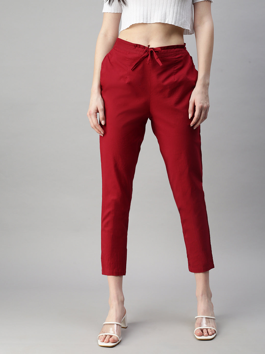 De Moza Women's Straight Pant Maroon