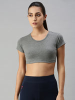 De Moza Ladies Active Crop Top Anthra Melange