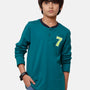 Kids - Boys Printed Full Sleeve T-Shirt Teal Green
