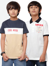 Pack of 2 Pipin Boys T-shirt Offwhite & Dark Grey
