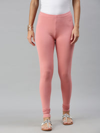 De Moza Ladies Churidar Leggings Solid Cotton Peach - De Moza