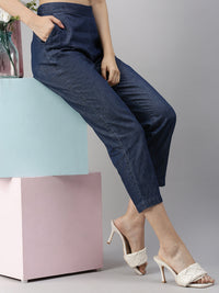 De Moza Ladies Straight Pant Dark Blue