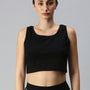 De Moza Ladies Rib Crop Top Black