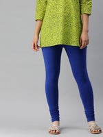 De Moza Women's Premium Churidhar Leggings Solid Cotton Light Cobalt - De Moza (6679540858943)