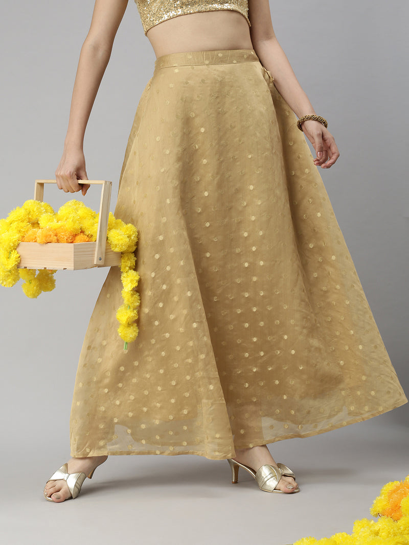 De Moza Womens Printed Skirt Gold