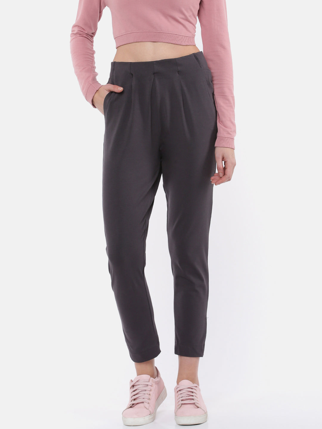 De Moza Women's Cigarette Pant Dark Grey