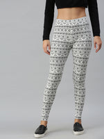 De Moza Ladies Printed Ankle Length Leggings Cotton Grey - De Moza