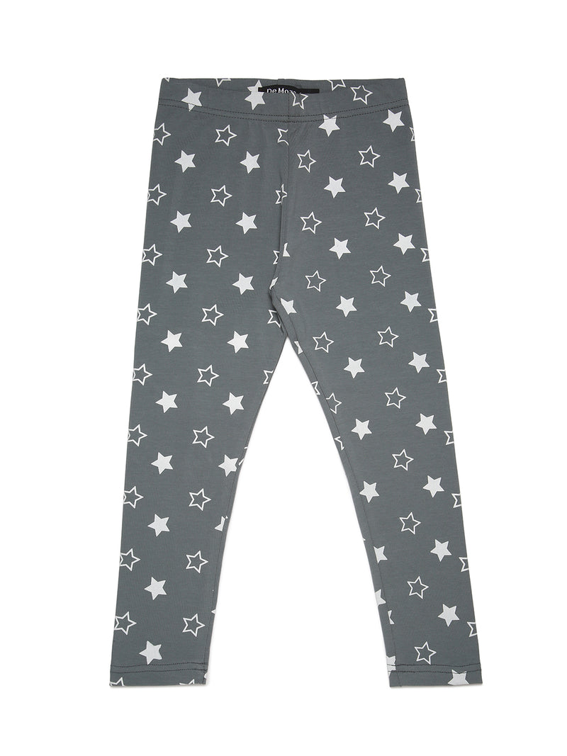 De Moza Kids - Girls Printed Ankle Length Leggings Cotton Grey - De Moza (6682211647551)