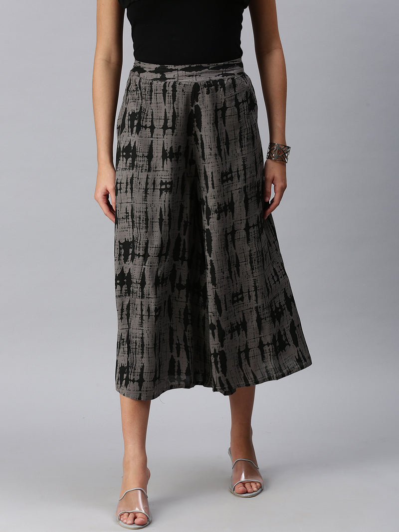 De Moza Women’s Printed Culottes Dark Grey