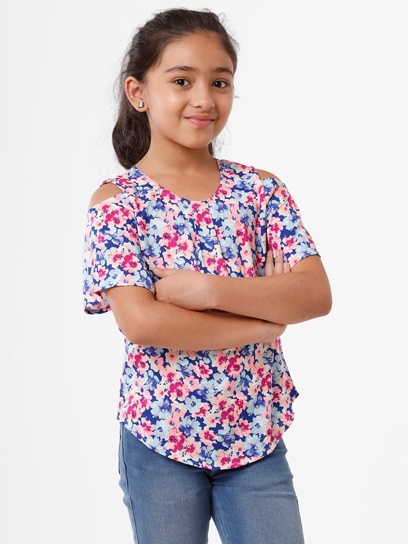 Kids - Girls Printed Top Blue