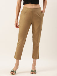 De Moza Women’s Cigarette Pant Golden Beige