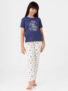 Kids – Girls Printed Pyjama Set Navy Melange