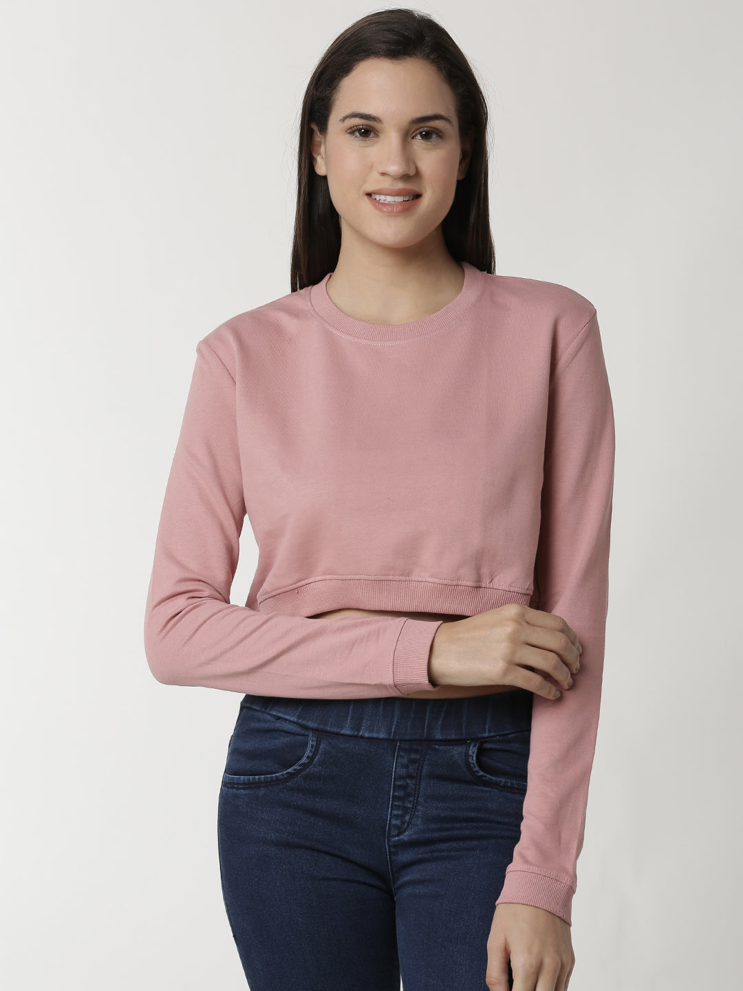 De Moza Ladies Dusty Pink full sleeve Sweat Shirt - De Moza (4334472298559)