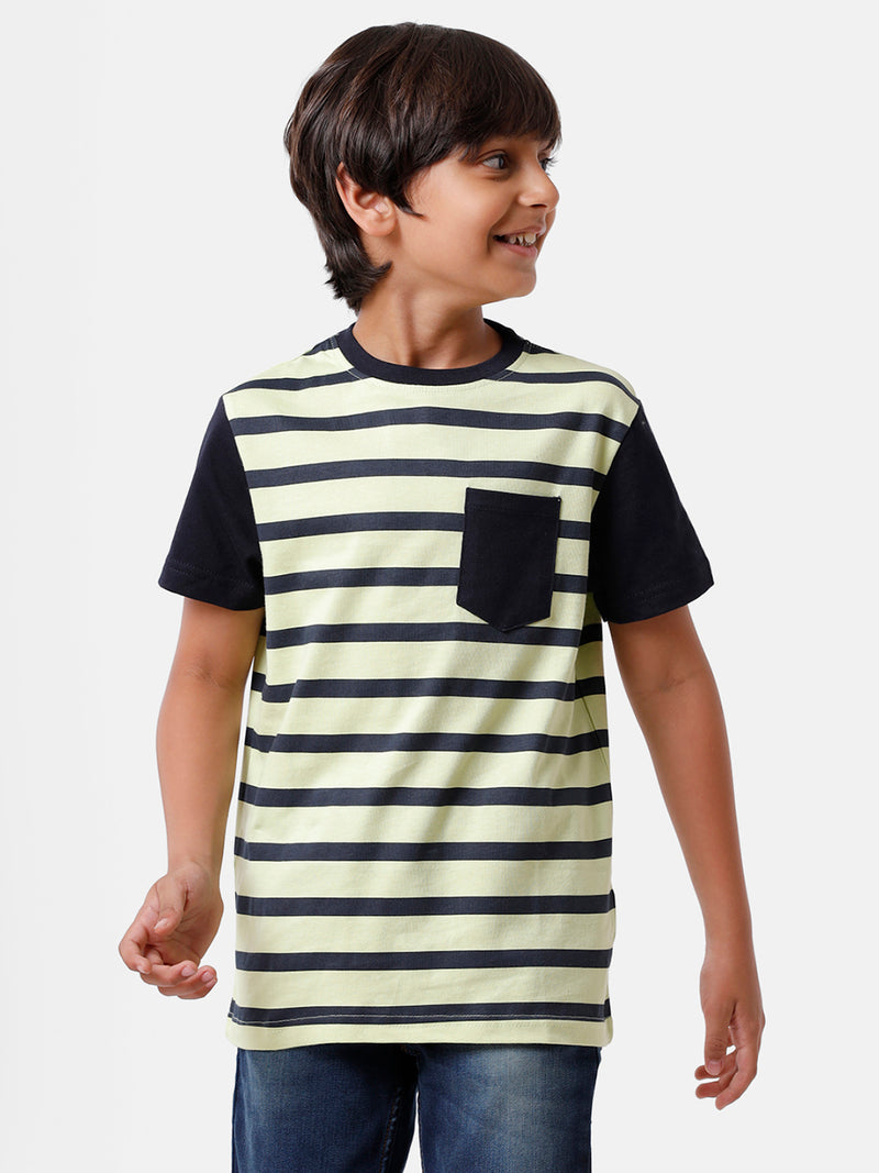 Kids - Boys Printed Half Sleeve T-Shirt Lily Green