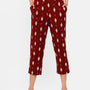 De Moza Ladies Printed Straight Pant Maroon