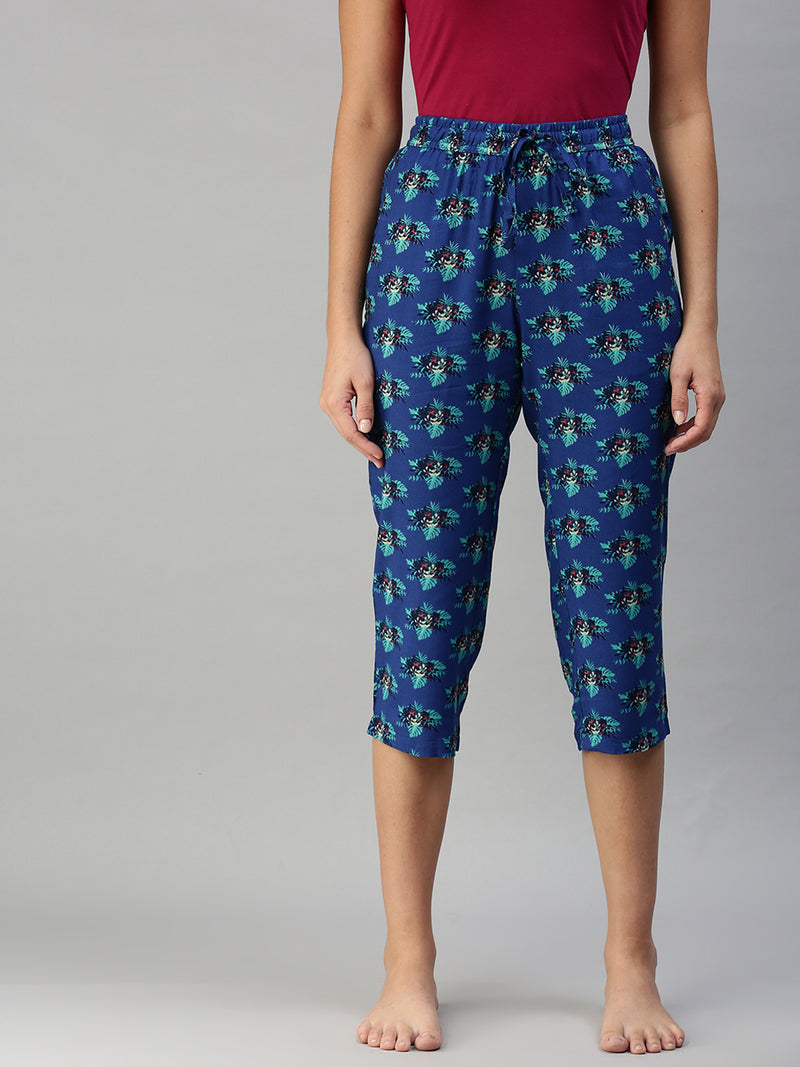 De Moza Ladies Printed Pyjama Pant Bluing