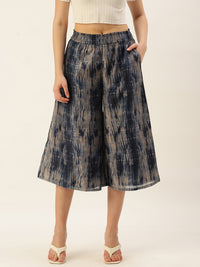 De Moza Women's Printed Culottes Indigo