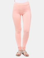 De Moza Women Chudidhar Leggings Baby Pink Solid Cotton 