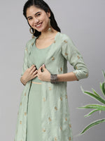 De Moza Women’s Lehenga Set Pista Green (3Piece set)