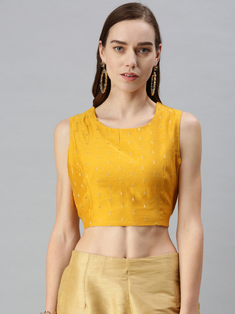 De Moza Women's Printed Blouse Mustard