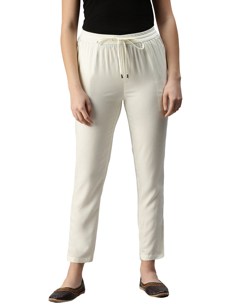 De Moza Women's Straight Pant Offwhite