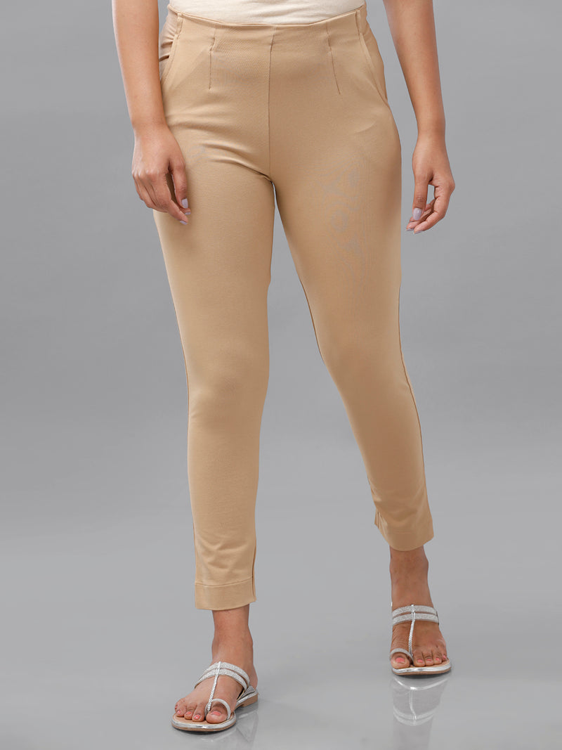 De Moza Womens Cigarette Pant Solid Cotton Skin - De Moza
