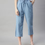 De Moza Ladies Crop Palazzo Mid Blue