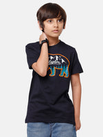 Kids - Boys Printed Half Sleeve T-Shirt Dark Navy Blue