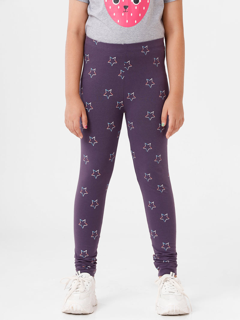 Kids – Girls Printed Ankle Leggings Sweet Grape