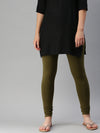 De Moza Women's Premium Churidhar Leggings Solid Cotton Olive Green - De Moza (6679540990015)