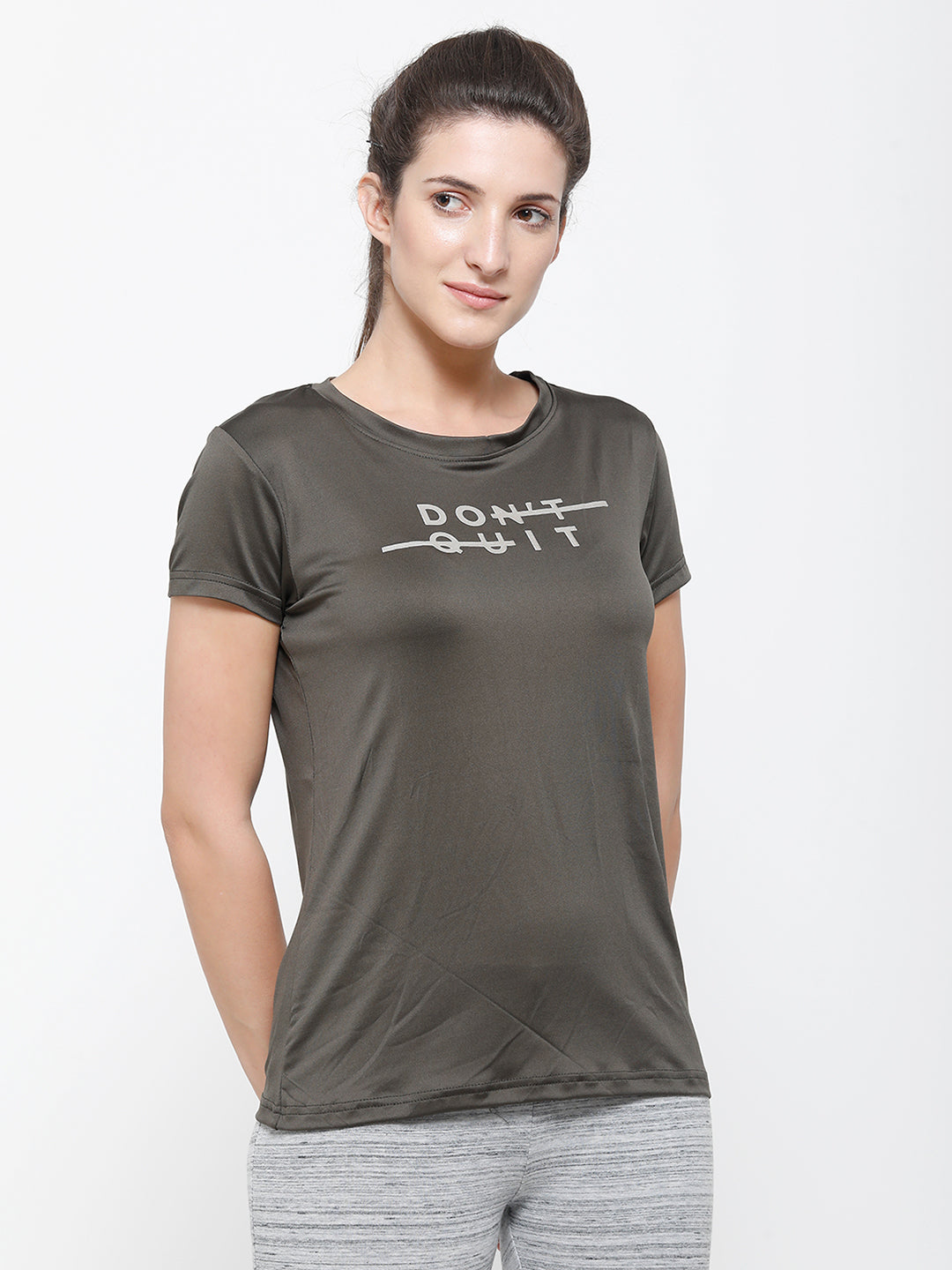 De Moza Ladies Active Wear T-Shirt Olive Green