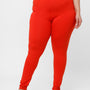 De Moza Ladies Plus Size Ankle Length Leggings Rust Orange Solid Cotton
