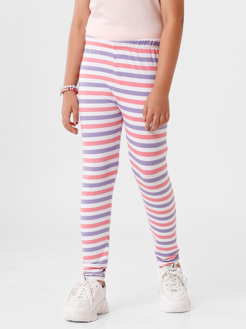 Kids – Girls Printed Ankle Leggings Pink