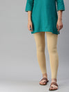 De Moza Women's Premium Ankle Length Leggings Solid Cotton Beige - De Moza (6679538827327)