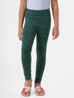 De Moza Kids - Girls Ankle Length Printed Leggings Viscose Green - De Moza