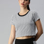 De Moza Ladies Printed Crop Top White